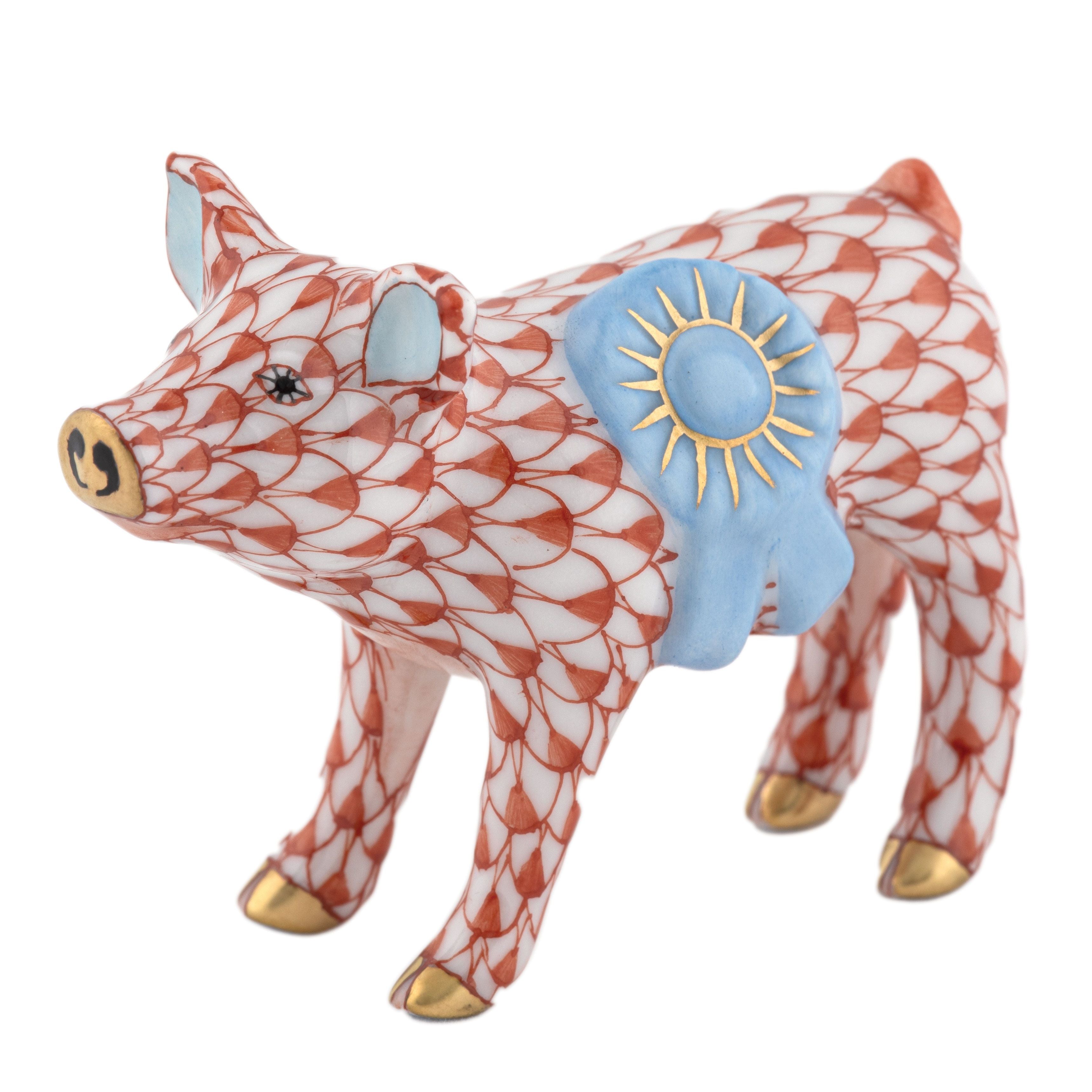 Herend Blue Ribbon Pig