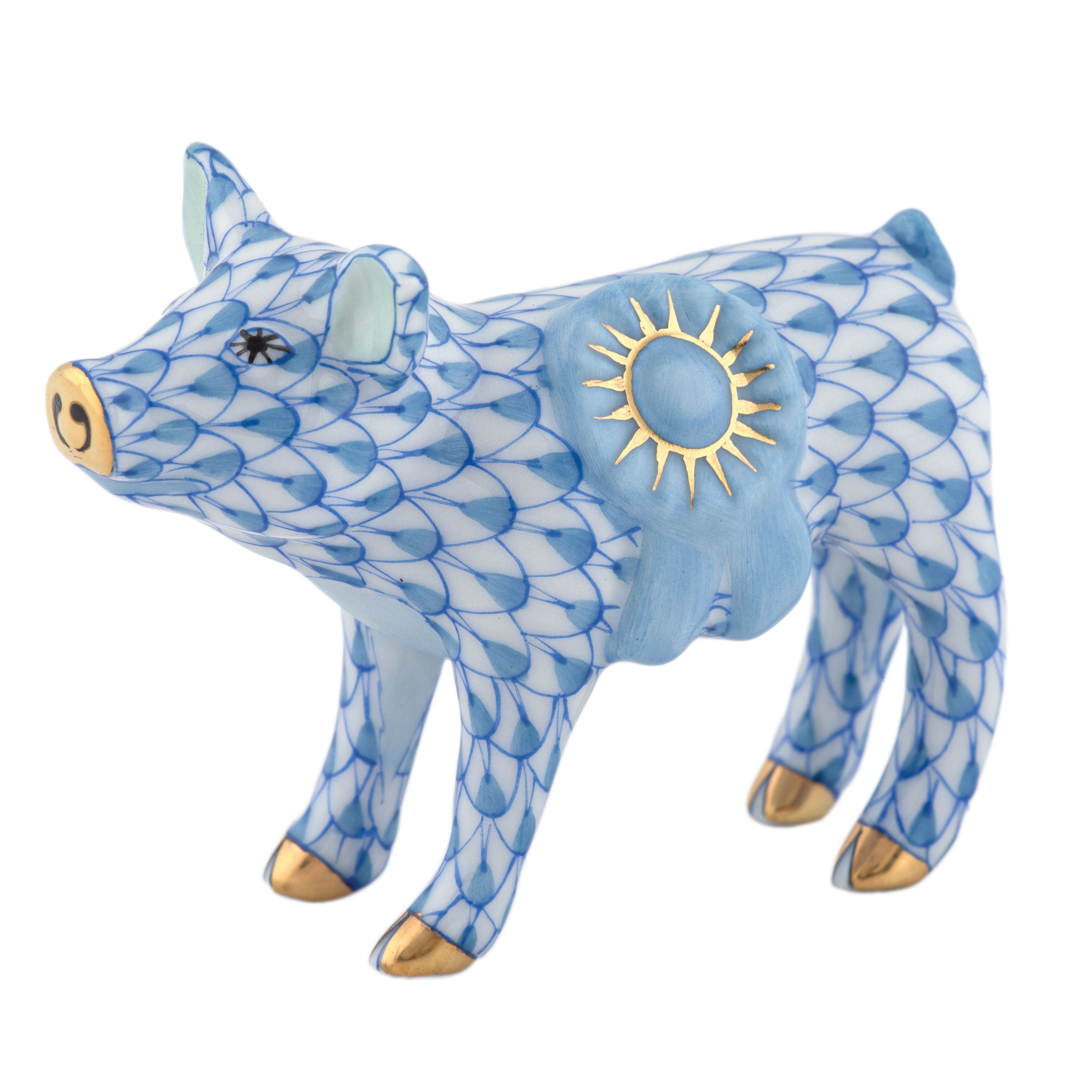 Herend Blue Ribbon Pig