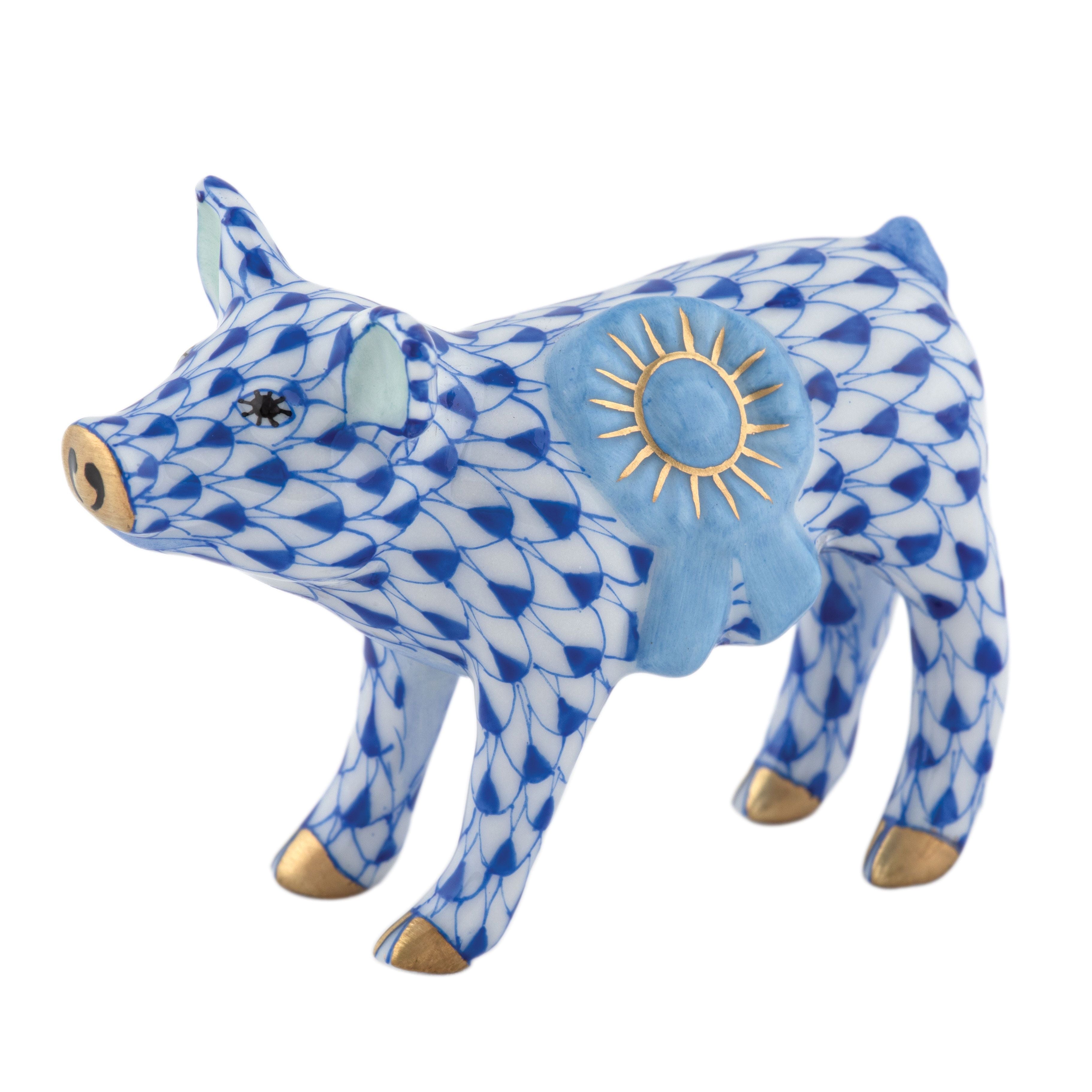 Herend Blue Ribbon Pig