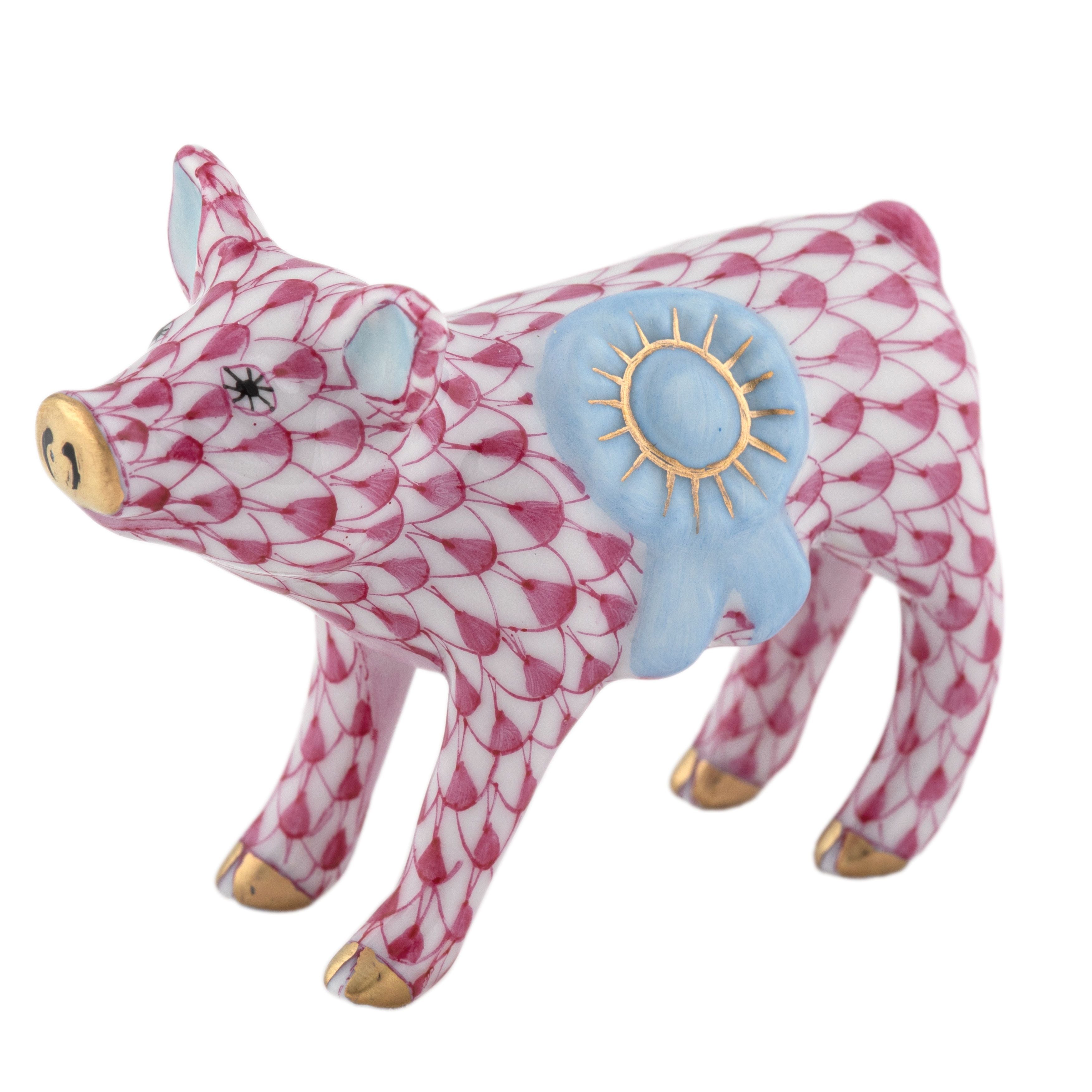 Herend Blue Ribbon Pig