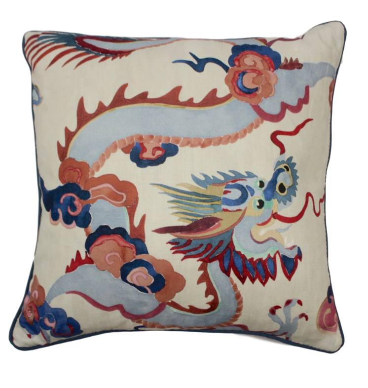 Puff Lapis/Berry Linen Throw Pillow
