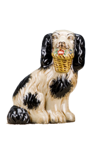 Staffordshire Dog with Basket - Black