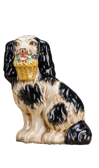 Staffordshire Dog with Basket - Black