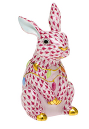 Herend Bunny With Christmas Lights