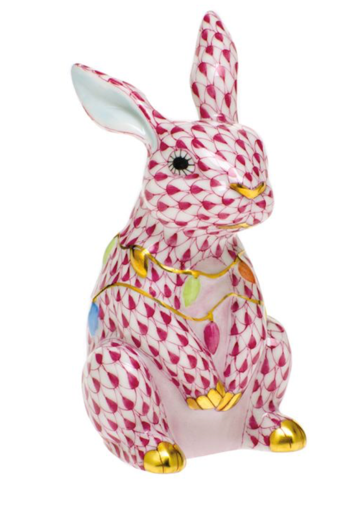 Herend Bunny With Christmas Lights