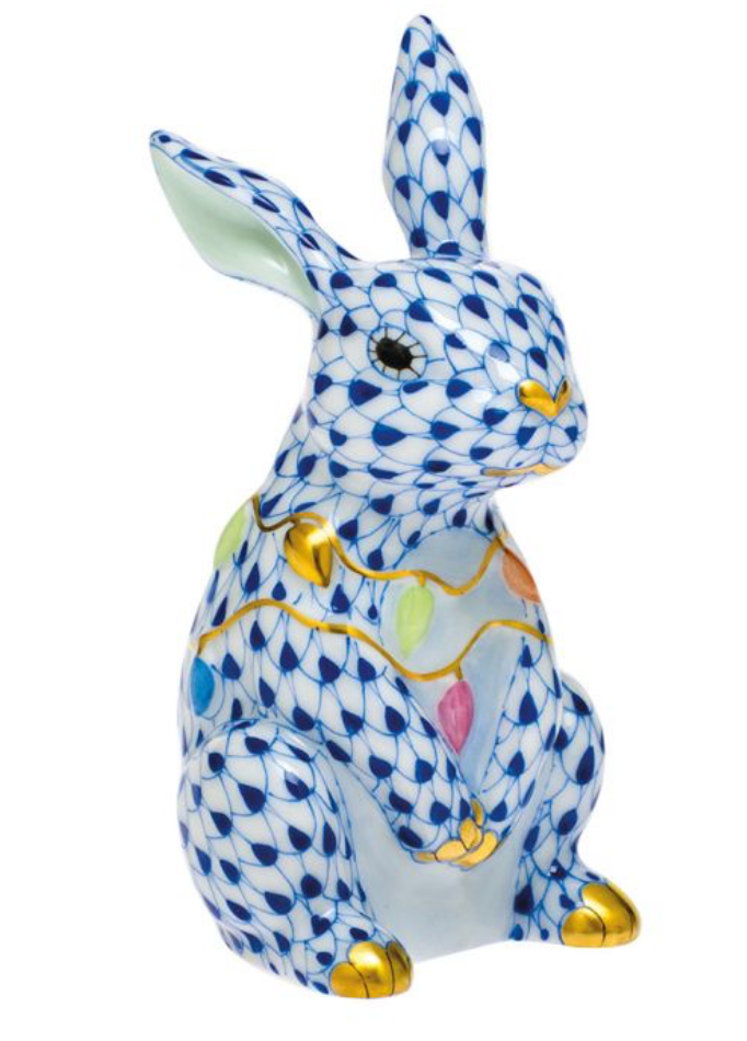 Herend Bunny With Christmas Lights