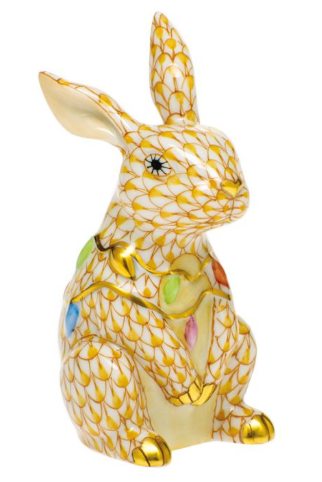 Herend Bunny With Christmas Lights