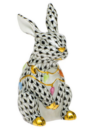 Herend Bunny With Christmas Lights
