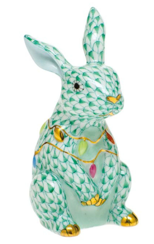 Herend Bunny With Christmas Lights