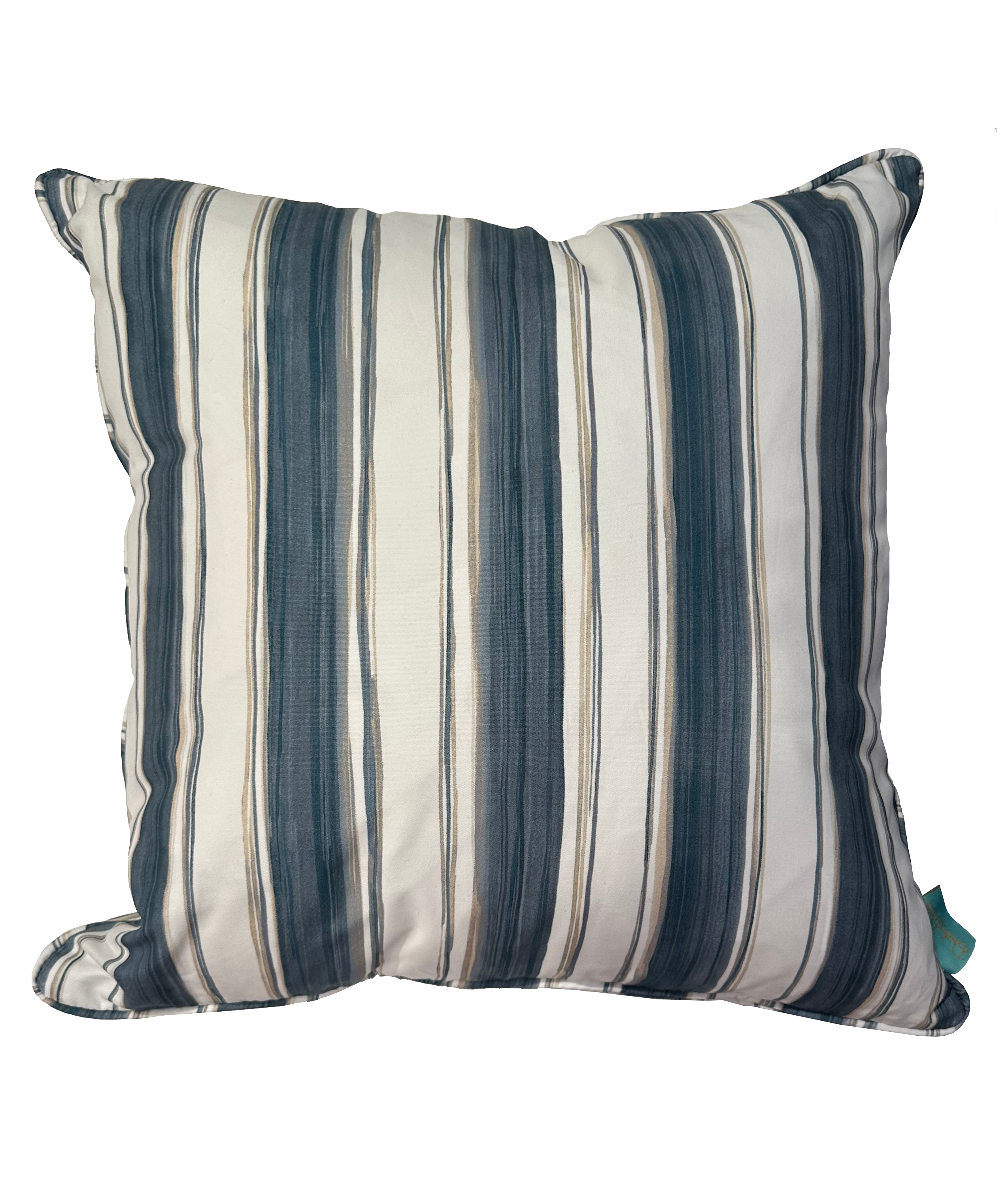 Playa Stripe Blues Cotton Throw Pillow