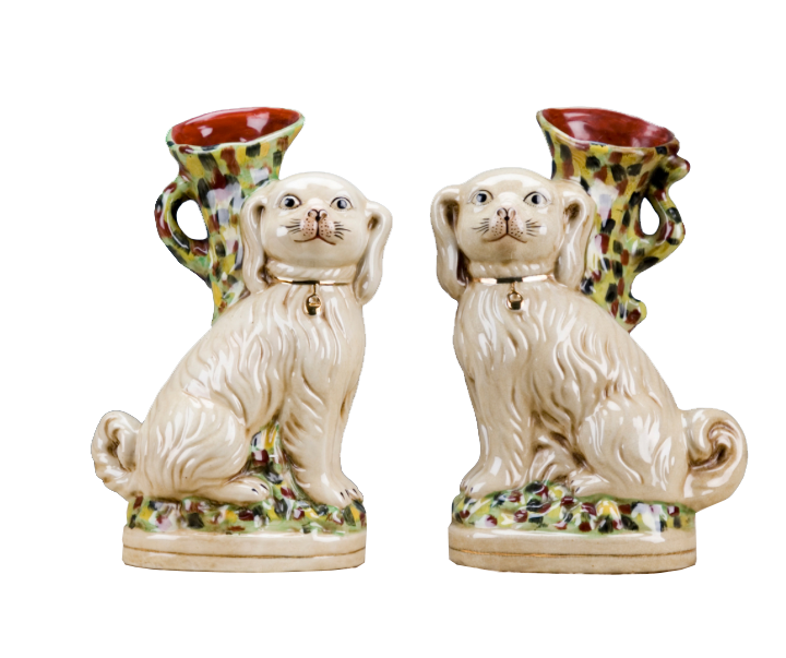 Staffordshire Dog Vase - Cream