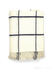 Large All Wool Throw Blanket / Skipper Blue on White