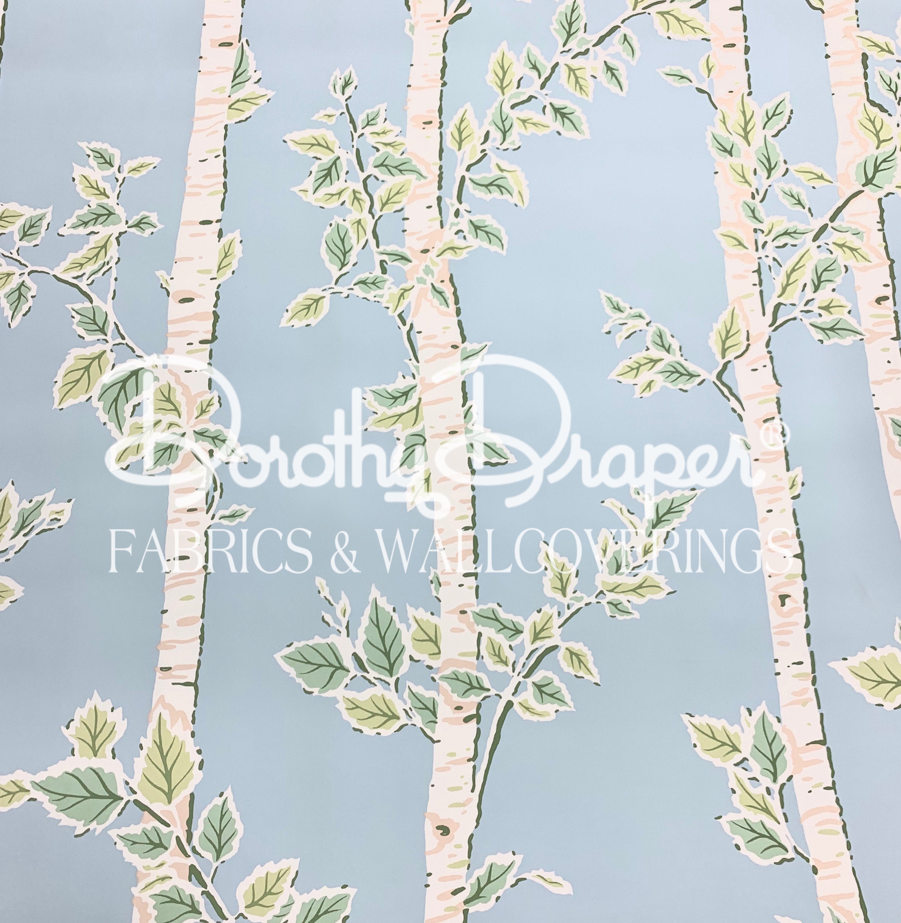Birch Tree Aqua Wallpaper