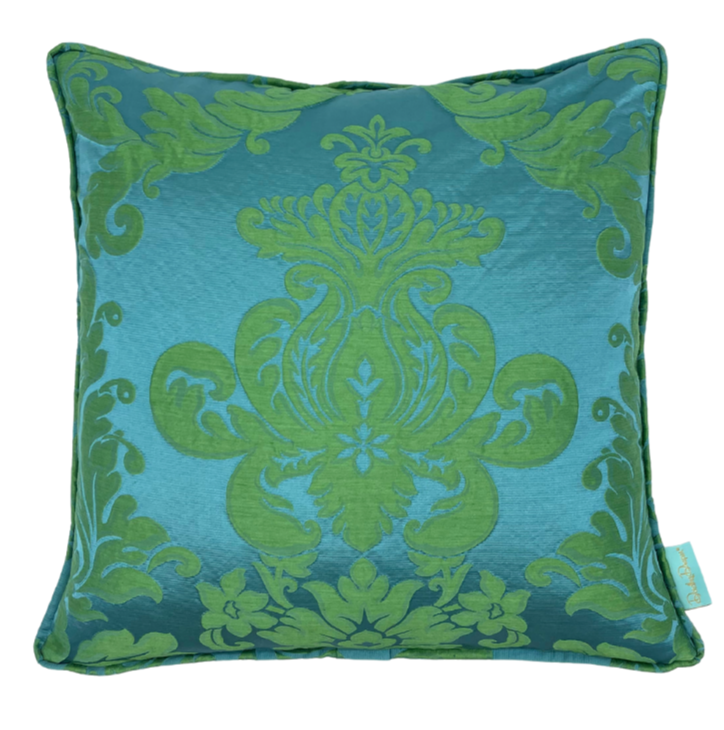 Throw Pillow Hampshire Silk Damask in Aqua Dorothy Draper Home