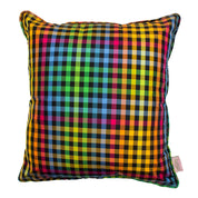 Beverly Hills Check Silk Taffeta Throw Pillow - Black