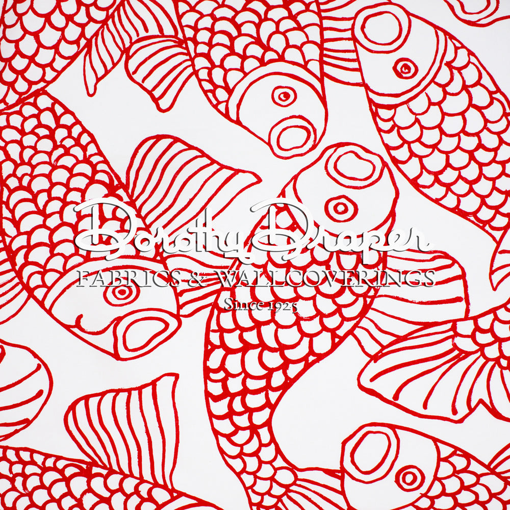 Big Fish Red & White Fabric