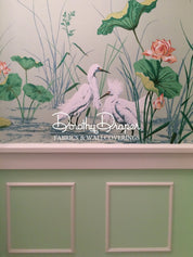 Snowy Egret Mint Fabric