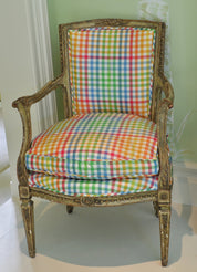 Beverly Hills Check Taffeta Silk White Fabric