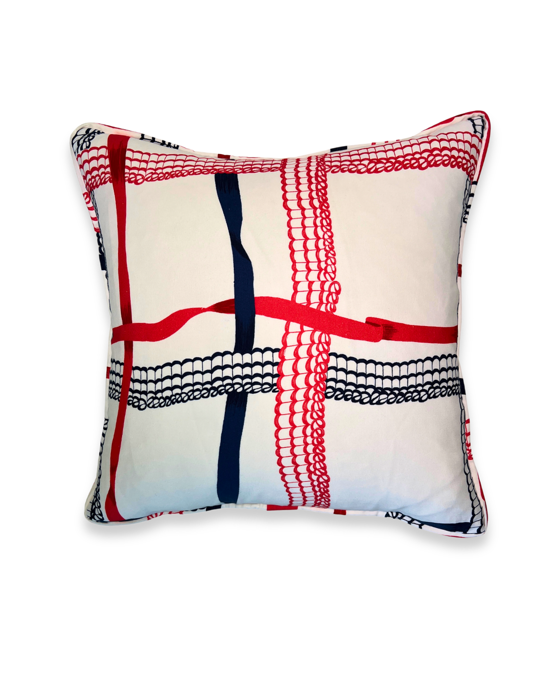 Nahant Ribbon Throw Pillow - Red/Blue