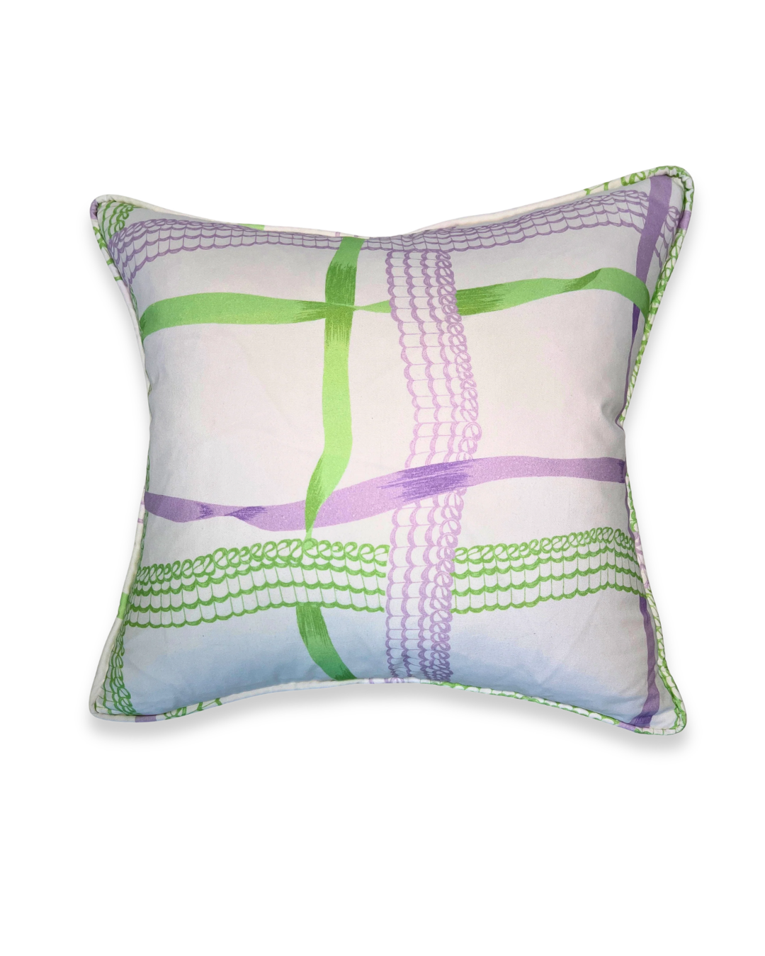 Nahant Ribbon Throw Pillow - Lavender/Green