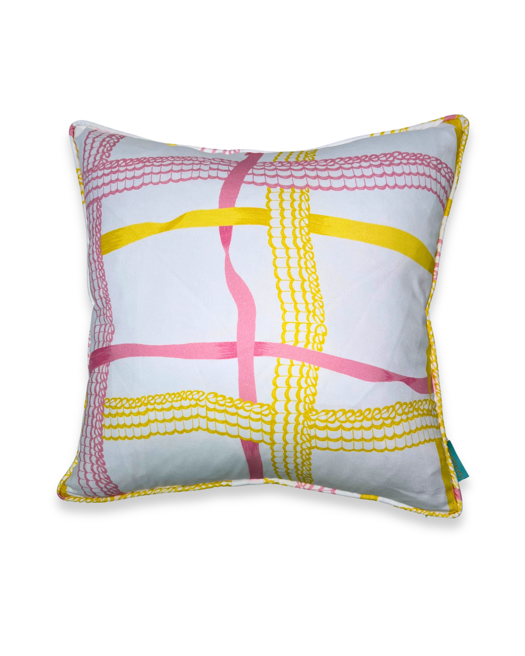 Nahant Ribbon Throw Pillow - Pink/Lemonade