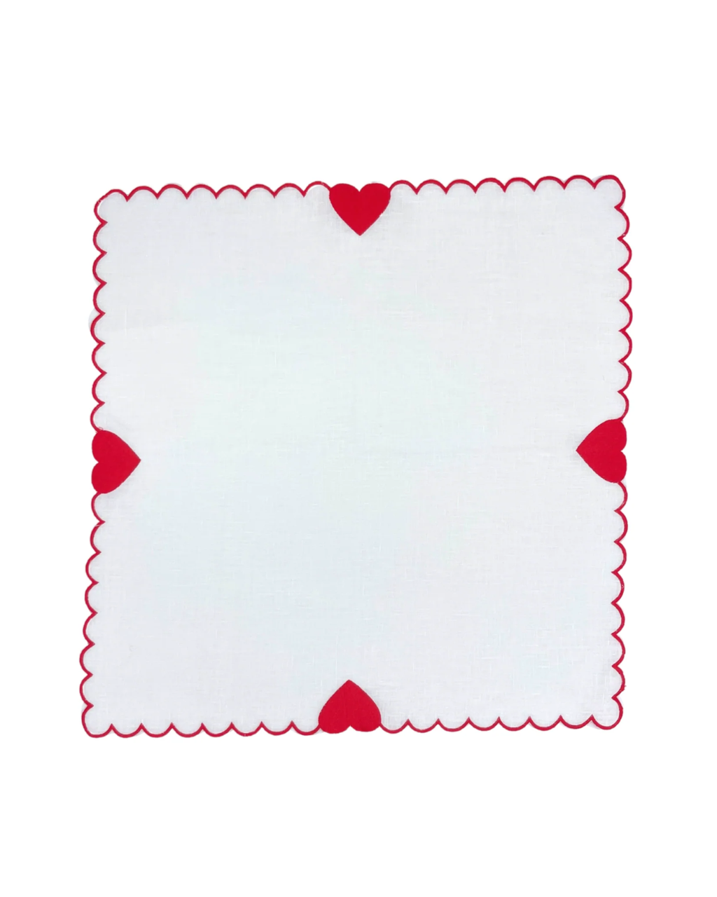 Linen Dinner Napkin (Set of four) ~ Red hearts