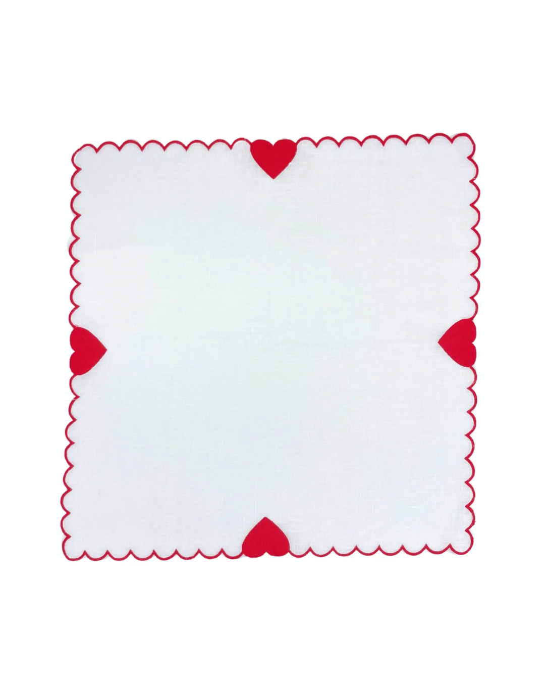 Linen Dinner Napkin (Set of four) ~ Red hearts