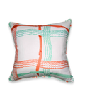 Nahant Ribbon Throw Pillow - Aqua/Coral
