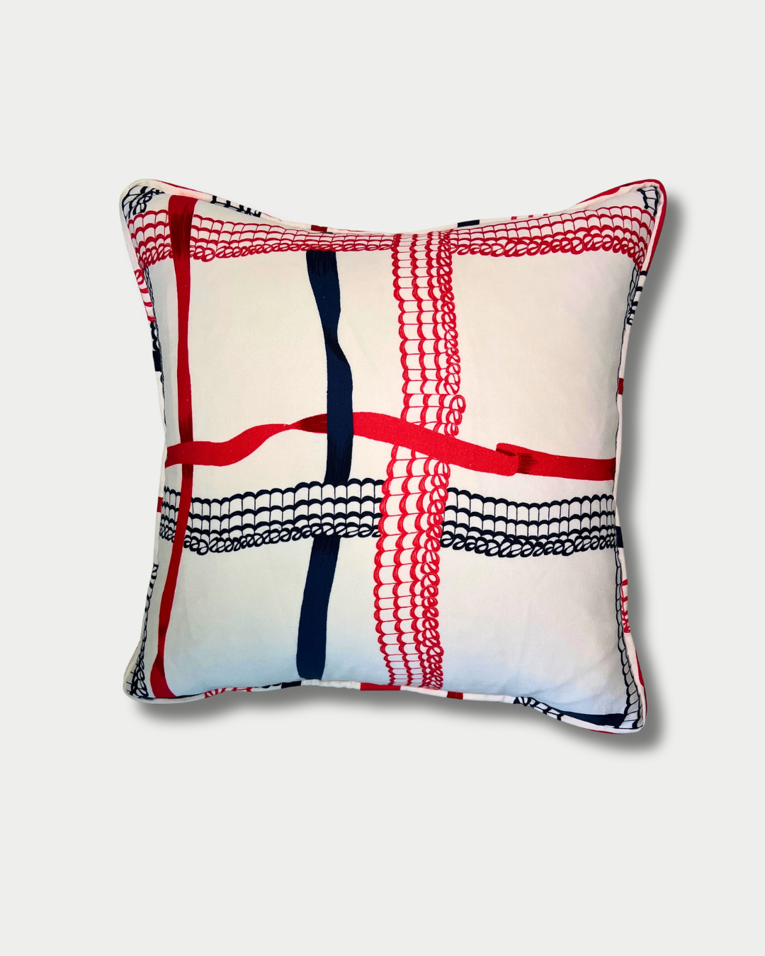 Nahant Ribbon Throw Pillow - Red/Blue