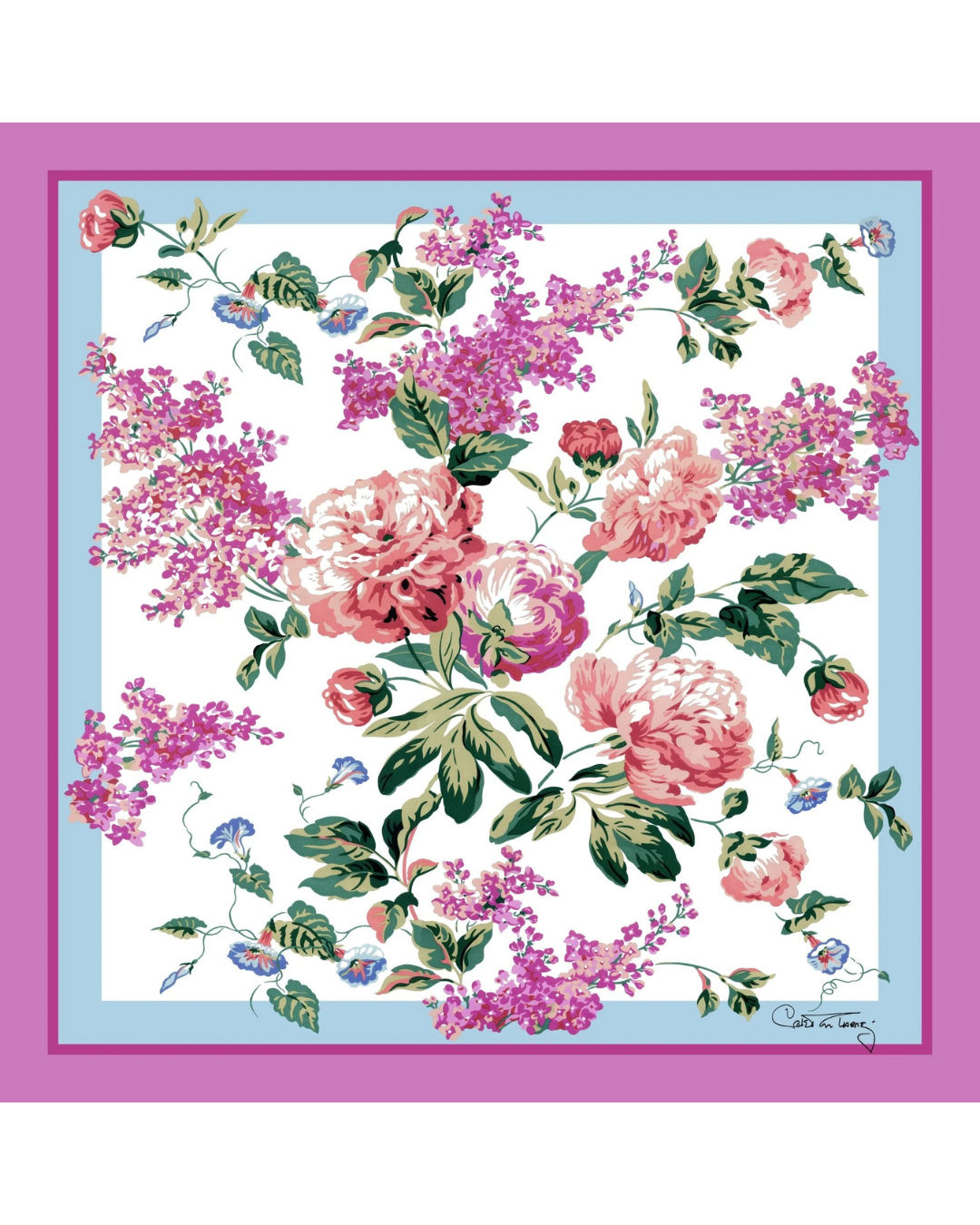 Lilacs & Peonies Silk Scarf