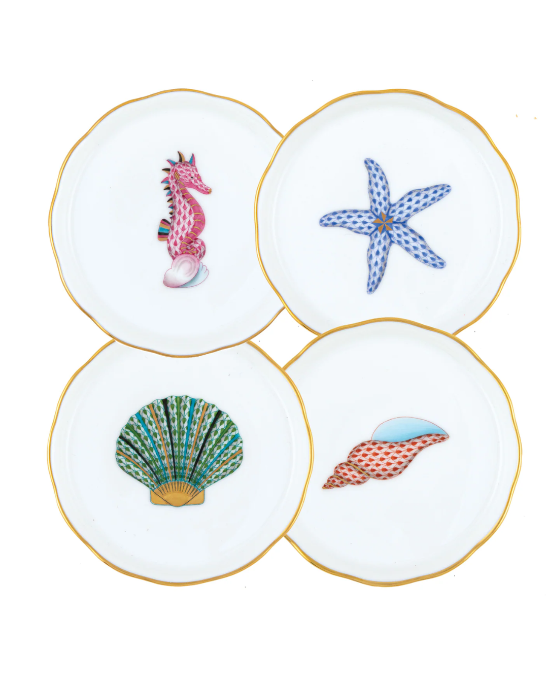 Herend Aquatic Coasters - Set of 4