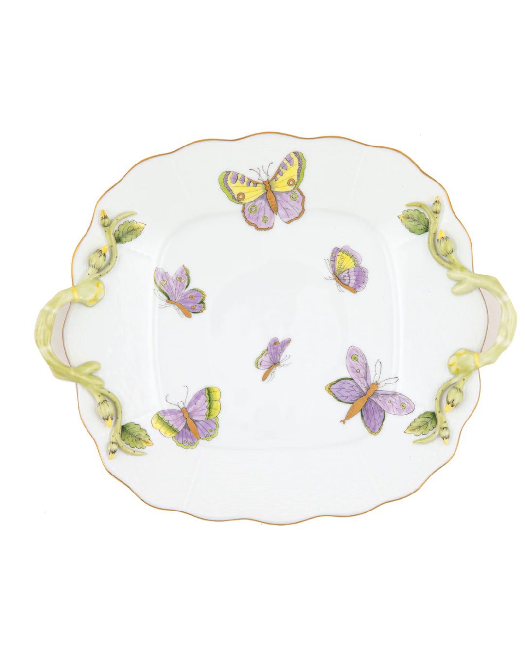 Herend Royal Garden Square Cake Plate with Handles