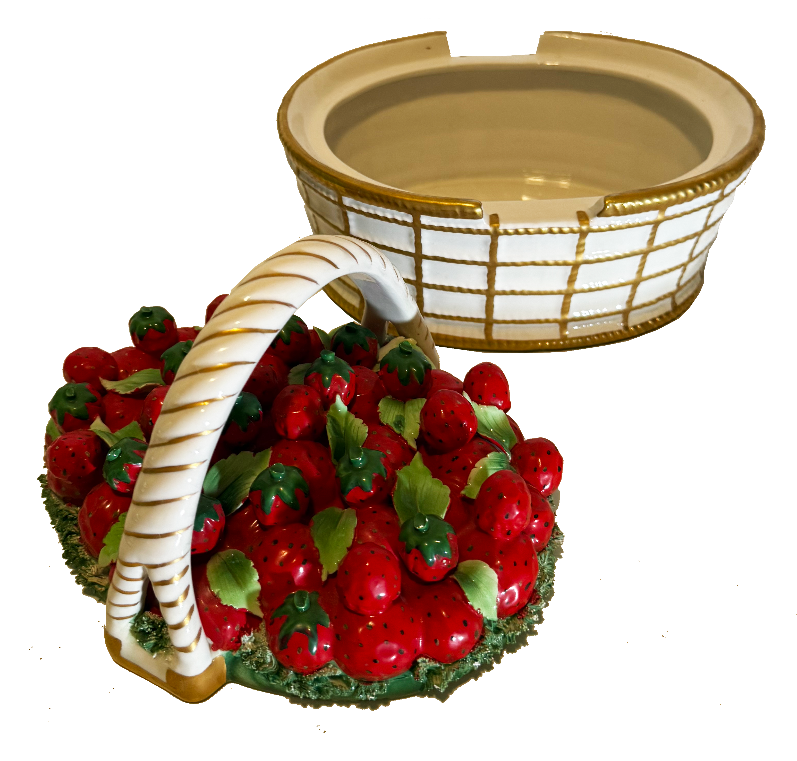Vintage Mottahedeh Strawberry Lidded Basket