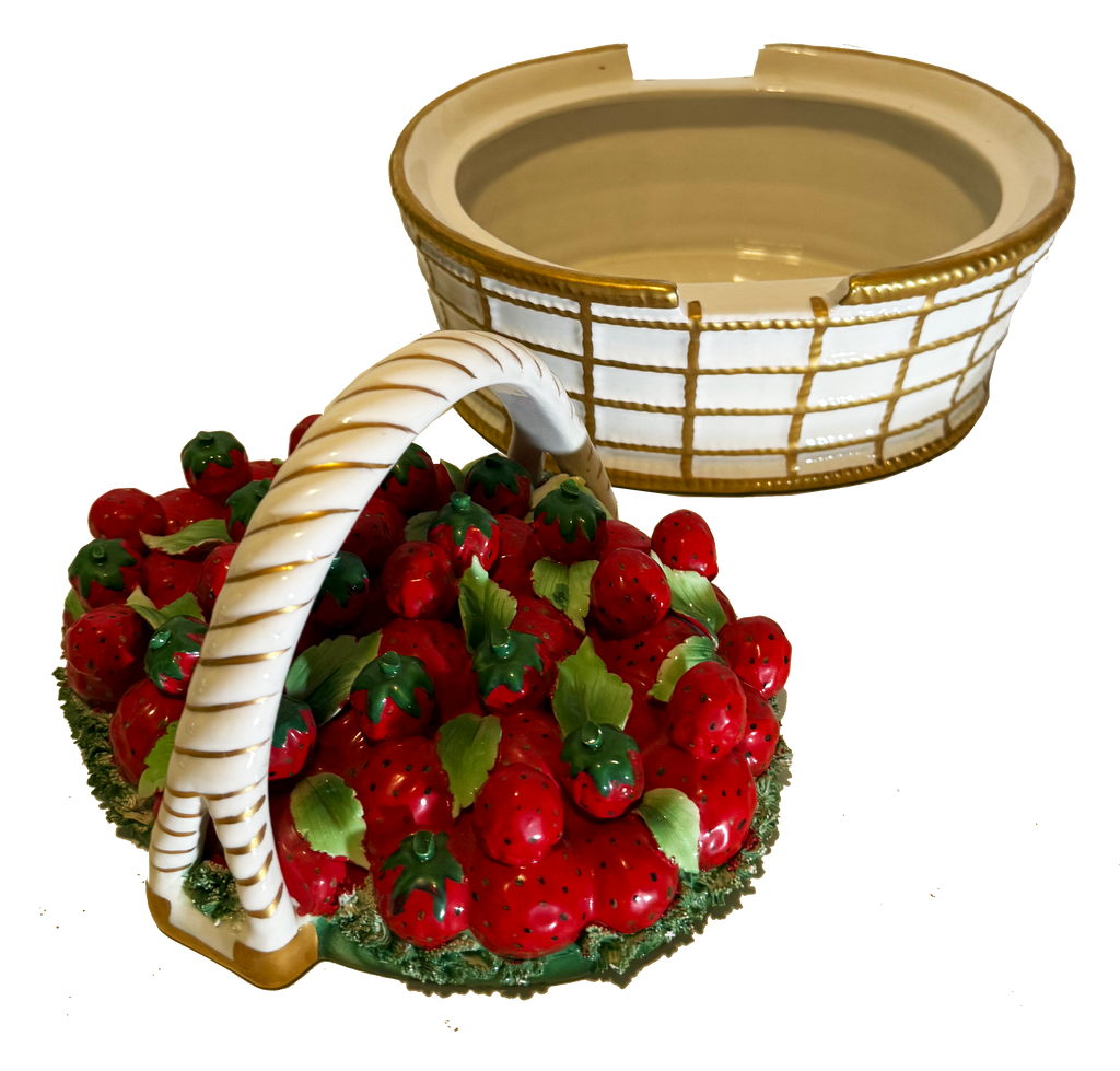 Vintage Mottahedeh Strawberry Lidded Basket