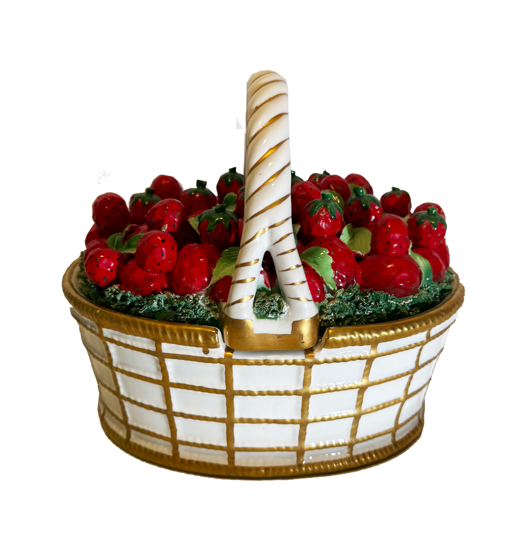 Vintage Mottahedeh Strawberry Lidded Basket