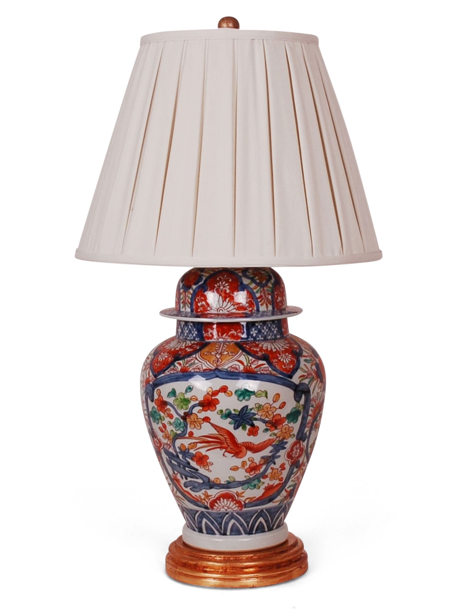 Imari Jar Lamp with Pleated Shade