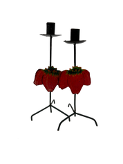Vintage Tole Strawberry Candlesticks