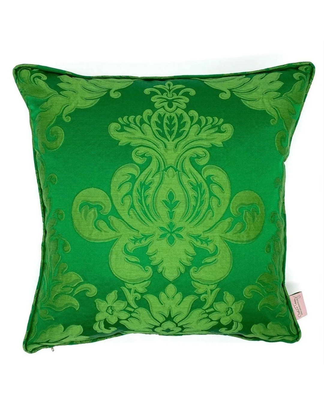Hampshire Silk Damask Throw Pillow - Emerald