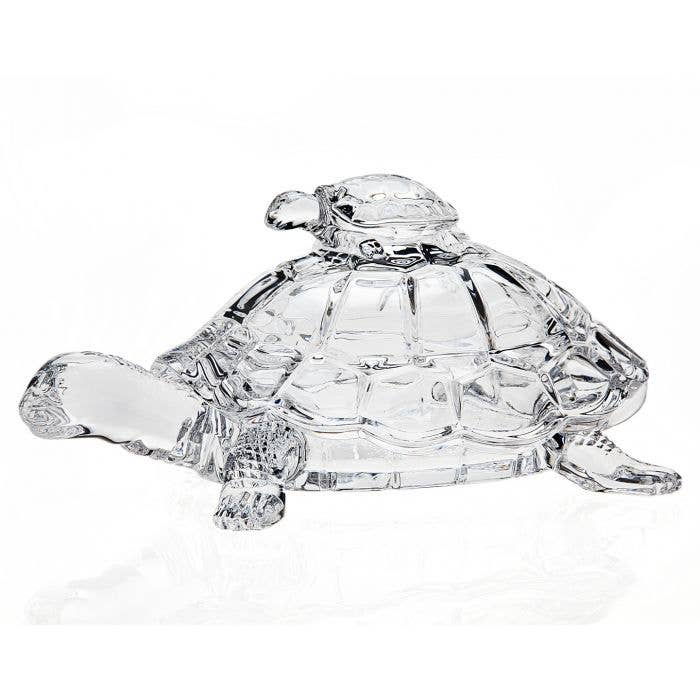 Mackinac Turtles Crystal Lidded Dish Large