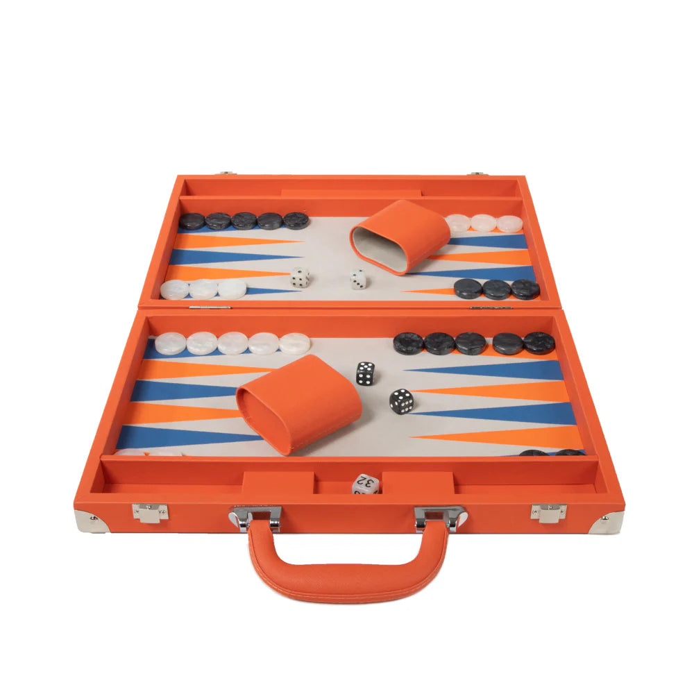 Travel Leather Backgammon Set