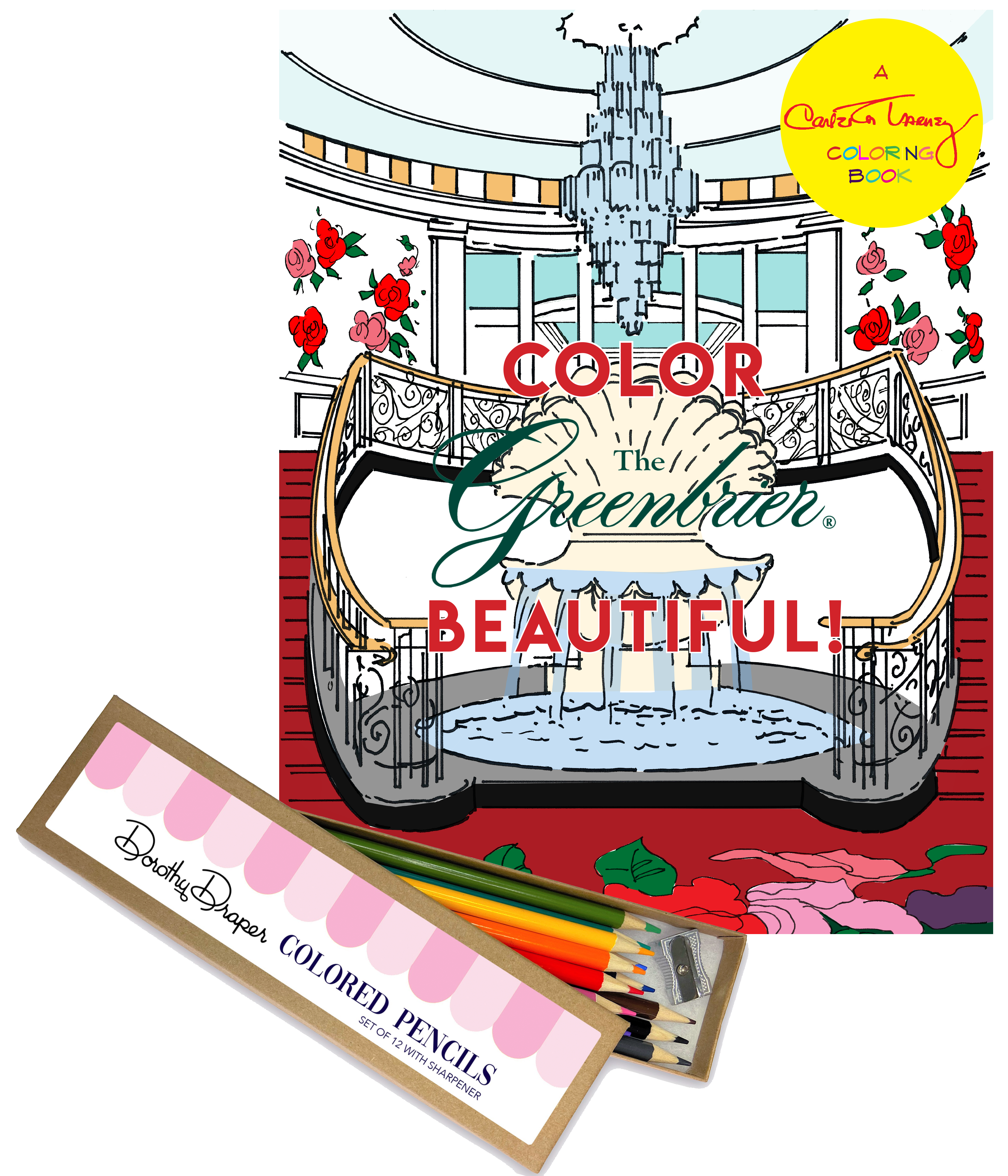 Color The Greenbrier Beautiful Coloring Book with Colored Pencil Set