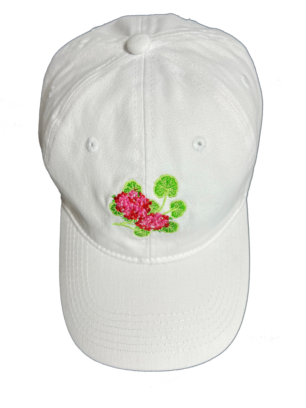 Grand Geranium Embroidered Cap