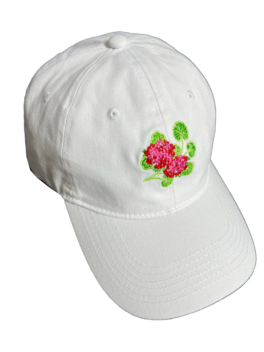 Grand Geranium Embroidered Cap