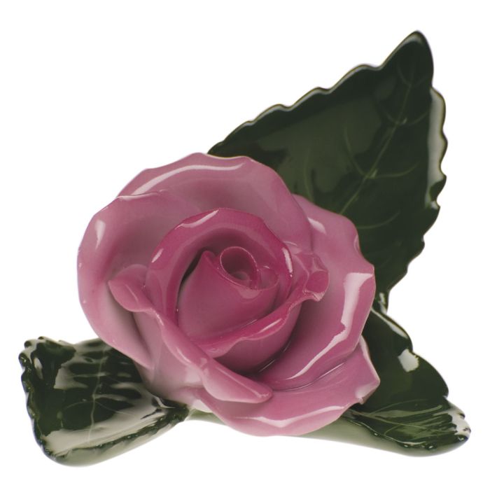 Herend Rose on Leaf Place Card Holder