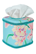 Draper Fabric Tissue Holder - Cymbidium Orchid Aqua