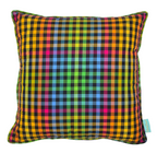 Beverly Hills Check Silk Taffeta Throw Pillow - Black