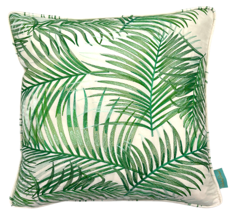 Robellini Silk Embroidered Throw Pillow - White