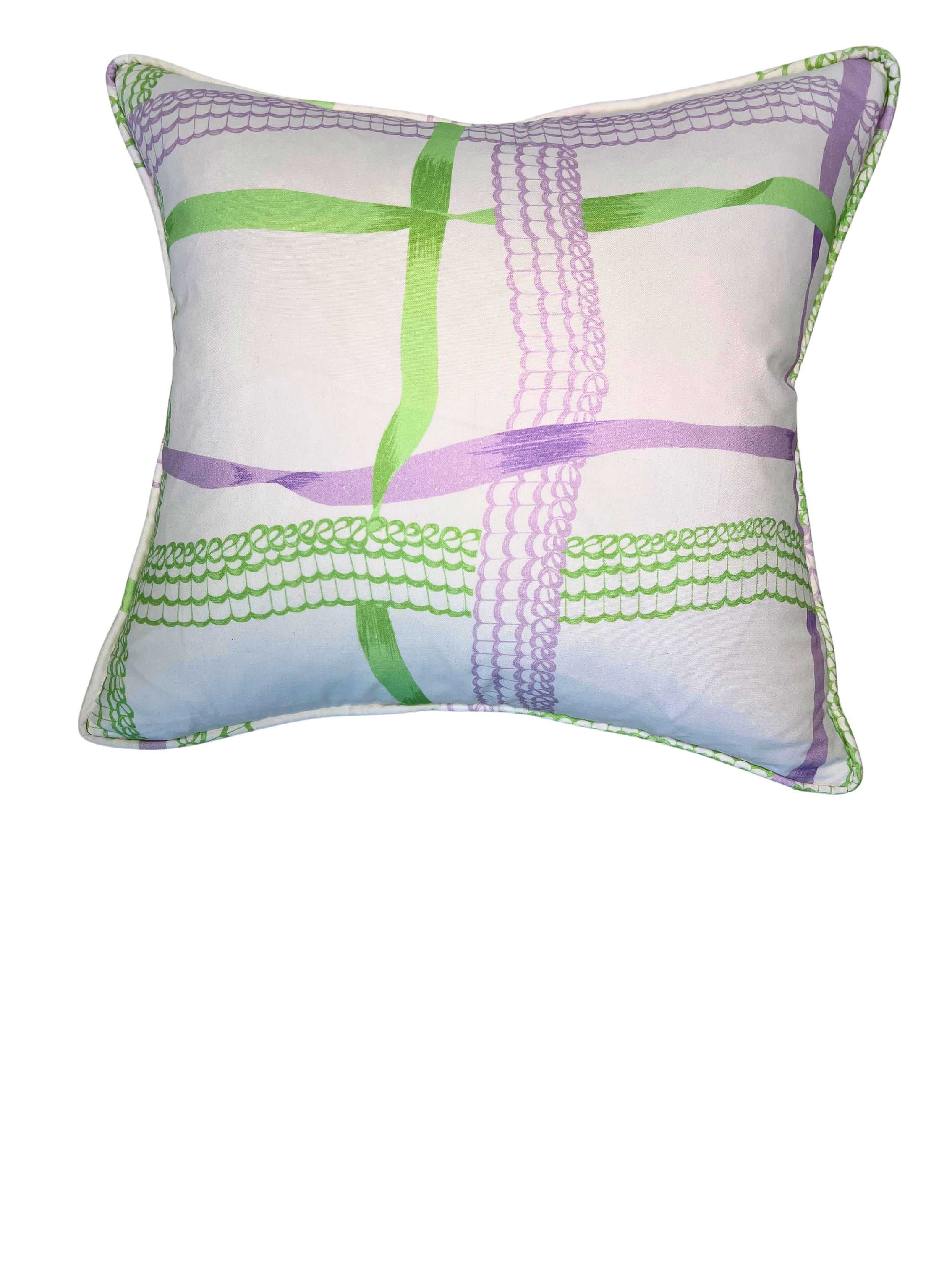 Nahant Ribbon Throw Pillow - Lavender/Green