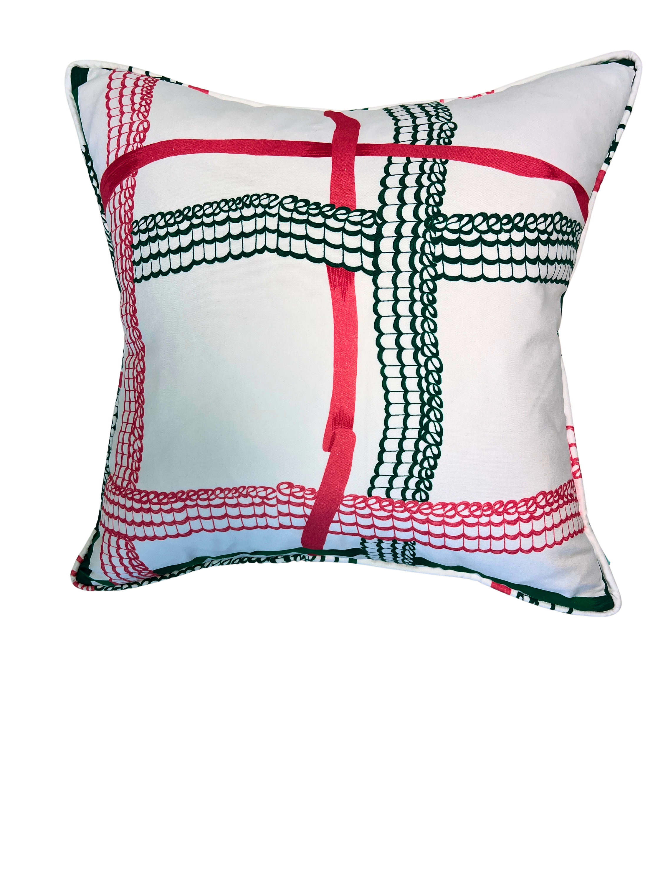 Nahant Ribbon Throw Pillow - Pink/Green