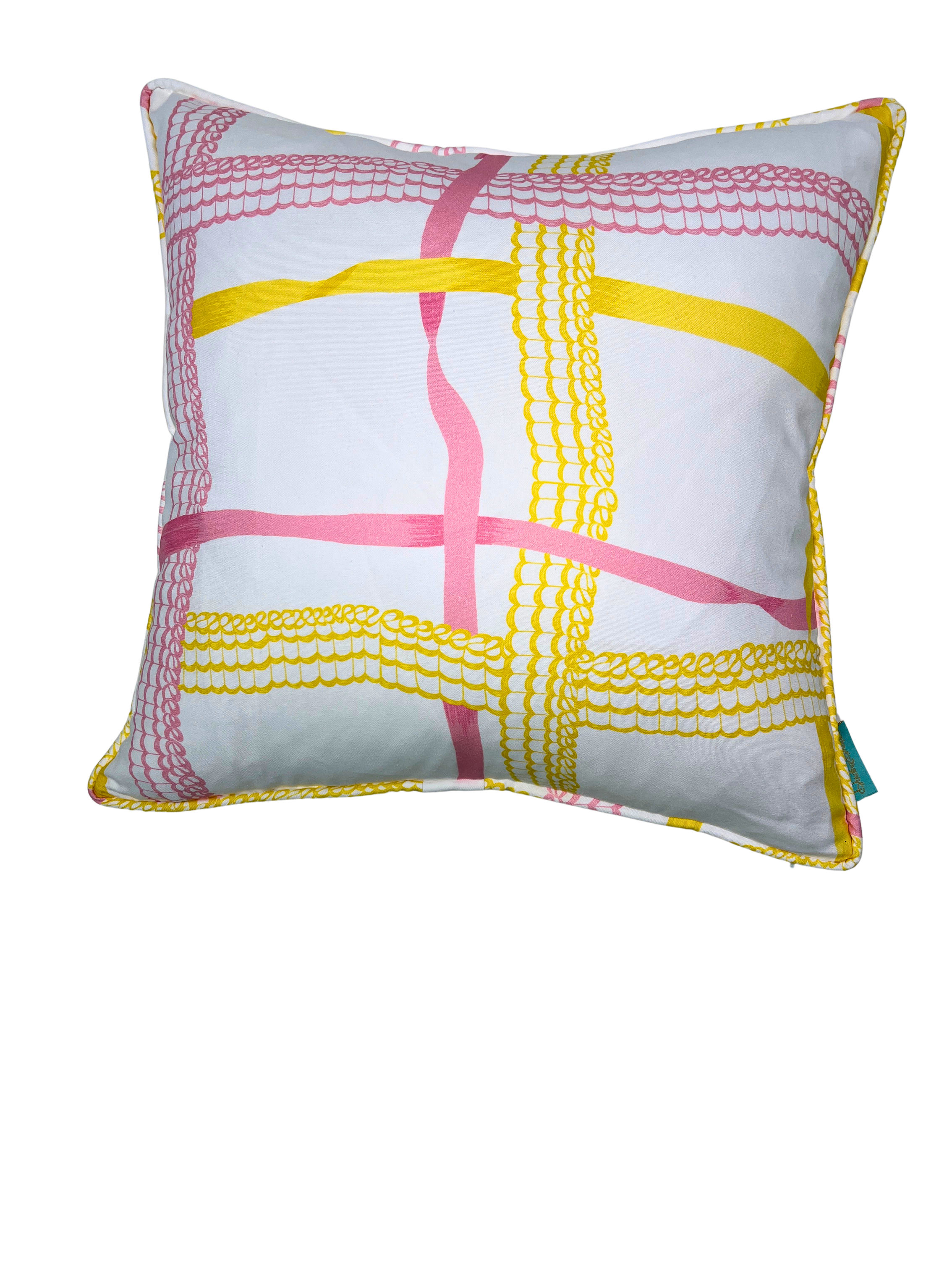 Nahant Ribbon Throw Pillow - Pink/Lemonade